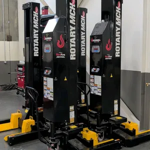 Rotary MCHM419U100 FlexMax mobile column lifts. Features RedFire control system, digital display, adjustable wheel forks, and integrated mobility stee