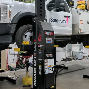 Rotary Lift Flex Max MCHM414U100 mobile column lifts. Features RedFire technology, adjustable wheel forks, digital control panel, emergency stop switc