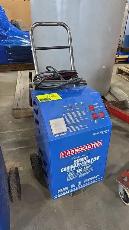Associated Intellamatic ESS6007B smart battery charger and analyzer. Features reflash power mode, 40A 12V automatic battery charging and reconditionin