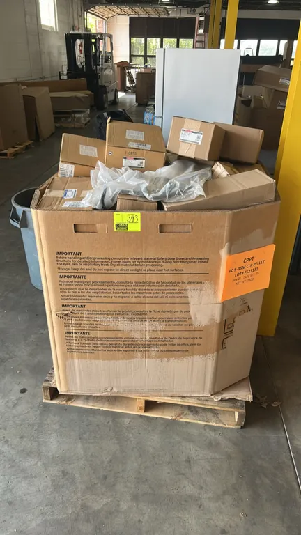 Pallet lot of assorted Ford and Motorcraft automotive replacement parts. Includes Motorcraft thermostat housing connector (RH-309 / BL3Z-8A586-G), bra