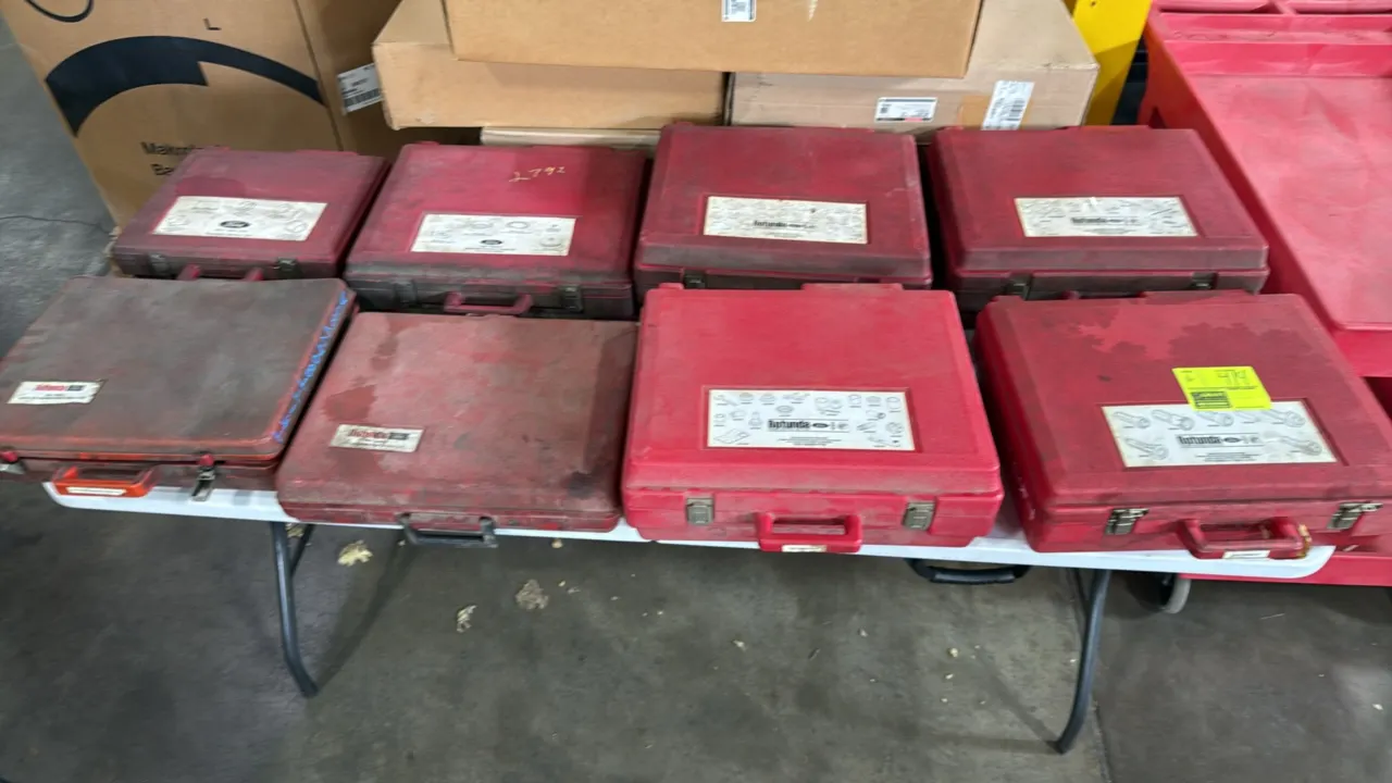 Ford Rotunda essential special service tool sets. Assortment of automotive specialty service tool kits, diagnostic adapters, and service tools housed