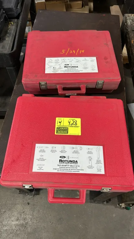 Ford Rotunda essential special service tool sets. Features assorted automotive service kits including transmission, seal, bearing, camshaft, and align