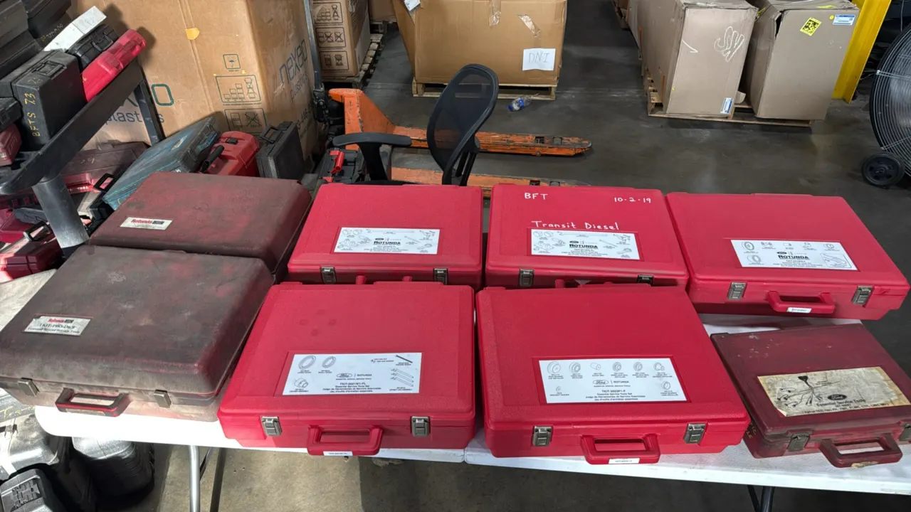Ford Rotunda essential special service tool sets. Features assorted automotive service, diagnostic, and installation tools for Ford and Lincoln vehicl
