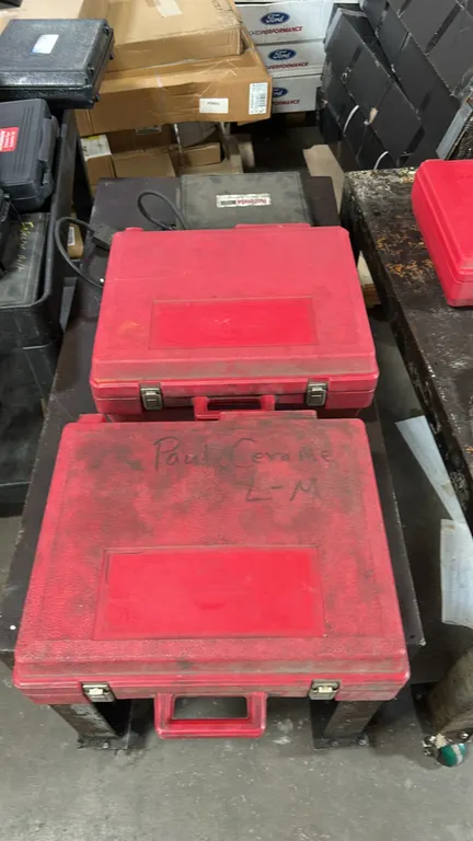 Ford Rotunda essential special service tool sets. Assorted kits include EV battery air leak testers, 8-channel EEC-IV monitor recorder, vacuum/pressur