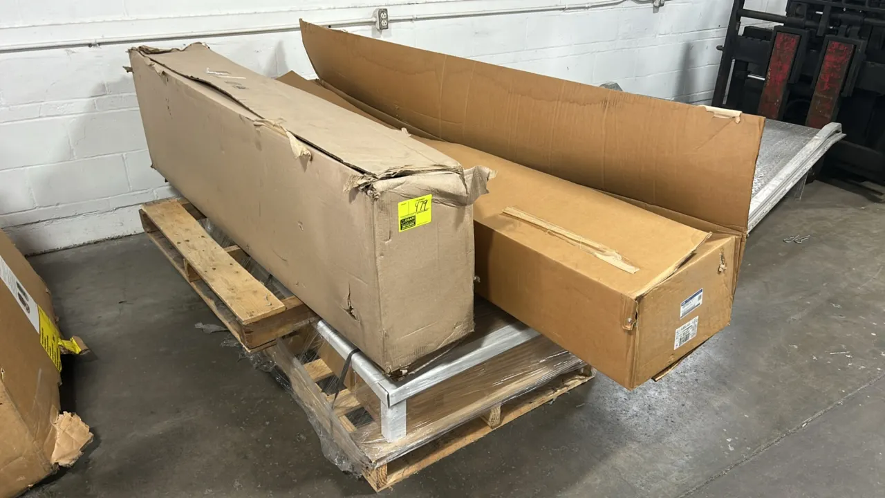 Ford OEM automotive parts lot. Includes driver-side step/running board assembly (Part No. NC3Z-16451-JA), front bumper face bar (Part No. ML3Z-17757-F