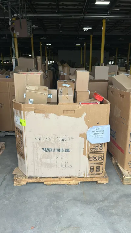 Pallet lot of Ford Motorcraft automotive maintenance supplies and Gaylord contents. Includes genuine fuel water separator filter kits (part number: PC