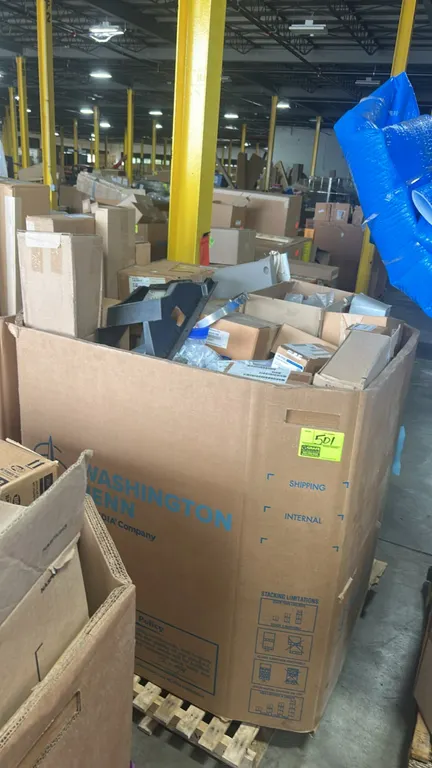 Gaylord lot of assorted automotive parts. Includes Ford mounting bolt caps (P/N: MC4Z-16611D02-C), Freightliner RH ram assist (P/N: 25-SF447-000), For