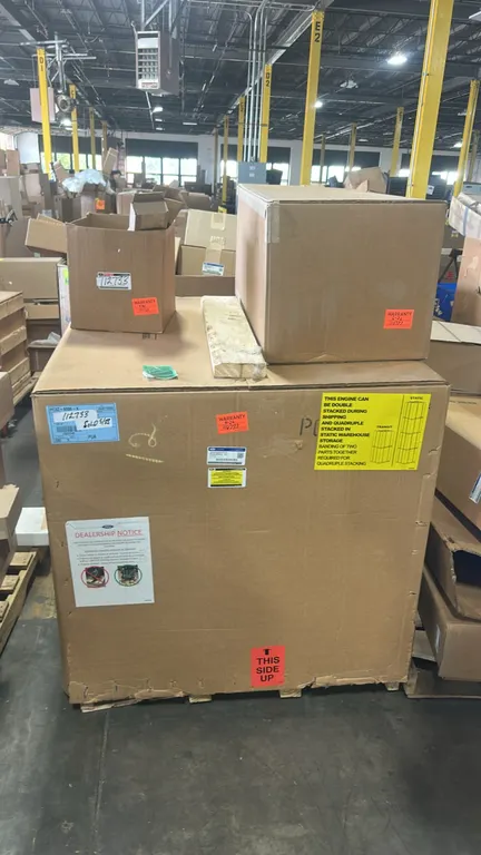 Ford PC3Z-6006-K OEM service engine assembly. Long block designed for 7.3L V8 gas engines. In original packaging on a pallet. Includes intake manifold