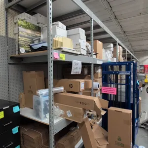 (1) 4' and (8) 8' sections of Madix metal tear drop pallet racking. Features 3-1/2" crossbars and wire decks. Dimensions: 39"W x 108"H. Contents and b
