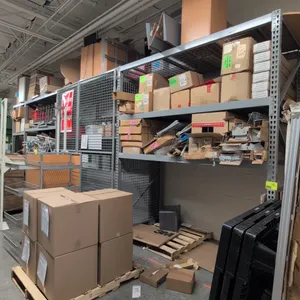 28'L of Madix metal teardrop pallet racking. Includes (1) 4' section and (3) 8' sections. Features 3-1/2" crossbars and wire decks. Dimensions: 4'W x 