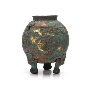 CHINESE GILT COPPER TRIPOD RITUAL DING VESSEL