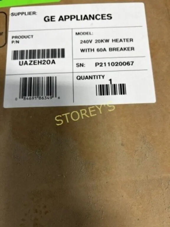 NEW GE 240v, 20KW Heater w/ 60A Breaker