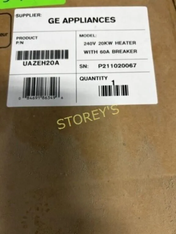 NEW GE 240v, 20KW Heater w/ 60A Breaker