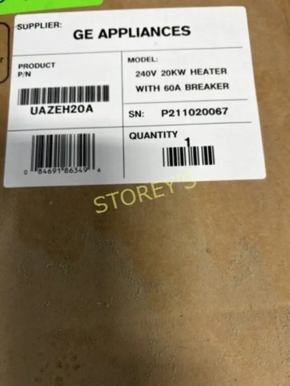 NEW GE 240v, 20KW Heater w/ 60A Breaker