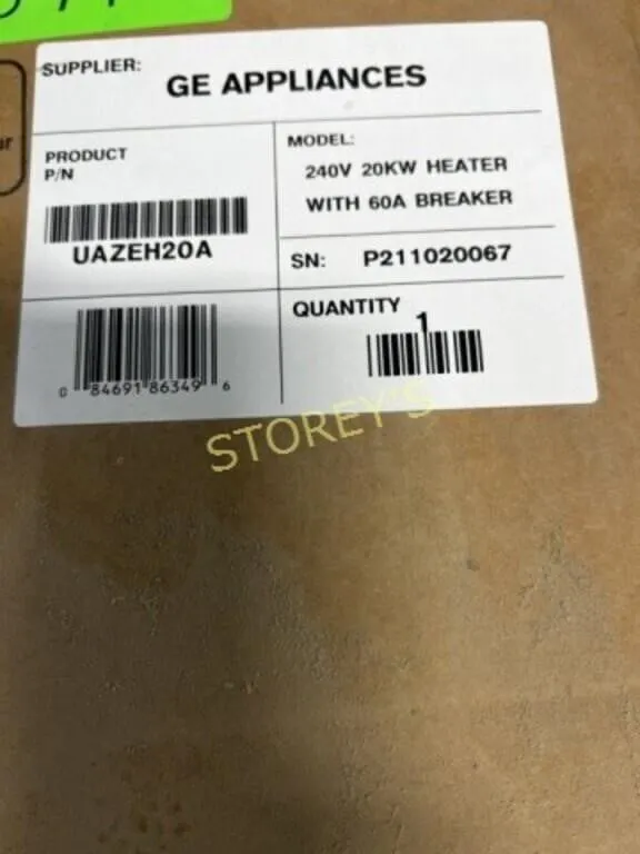 NEW GE 240v, 20KW Heater w/ 60A Breaker