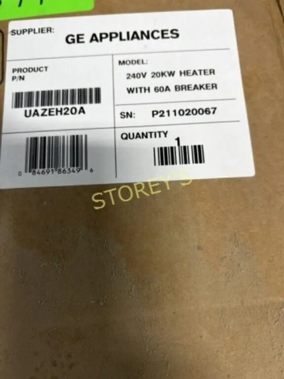 NEW GE 240v, 20KW Heater w/ 60A Breaker