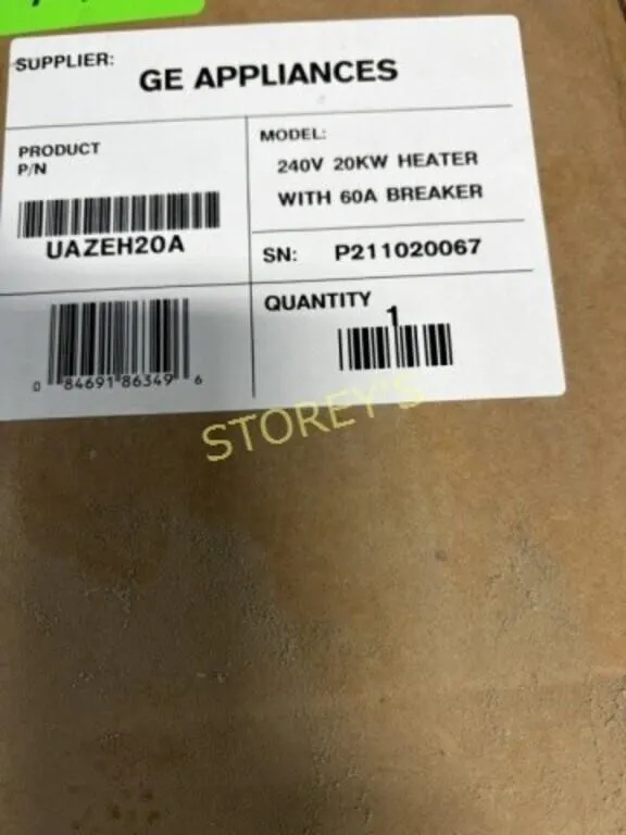 NEW GE 240v, 20KW Heater w/ 60A Breaker