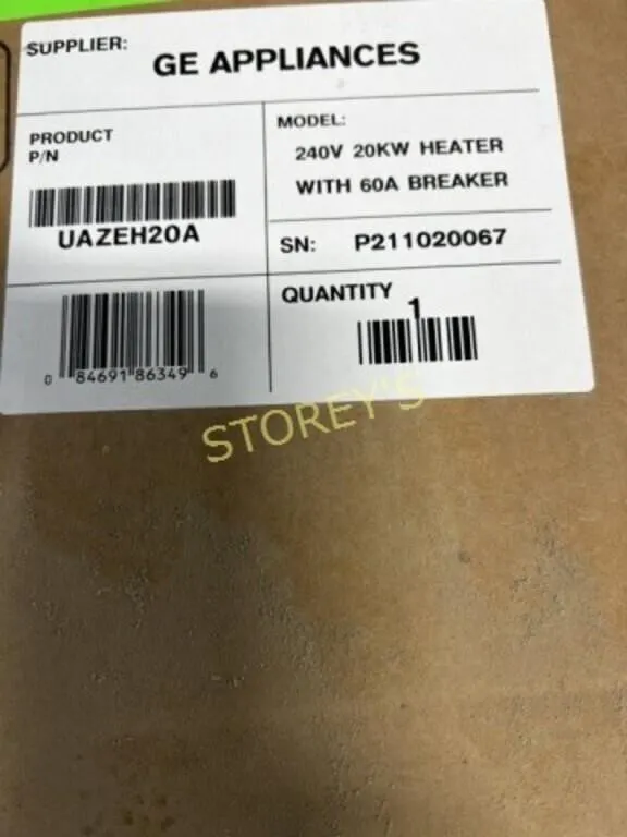 NEW GE 240v, 20KW Heater w/ 60A Breaker