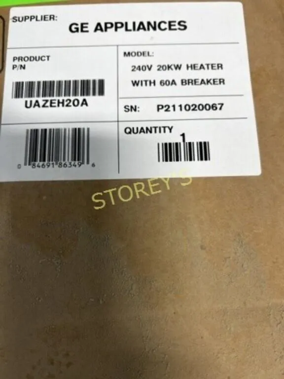 NEW GE 240v, 20KW Heater w/ 60A Breaker
