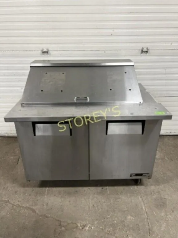 True 4' Ref. Mega-Top Prep Table on Wheels