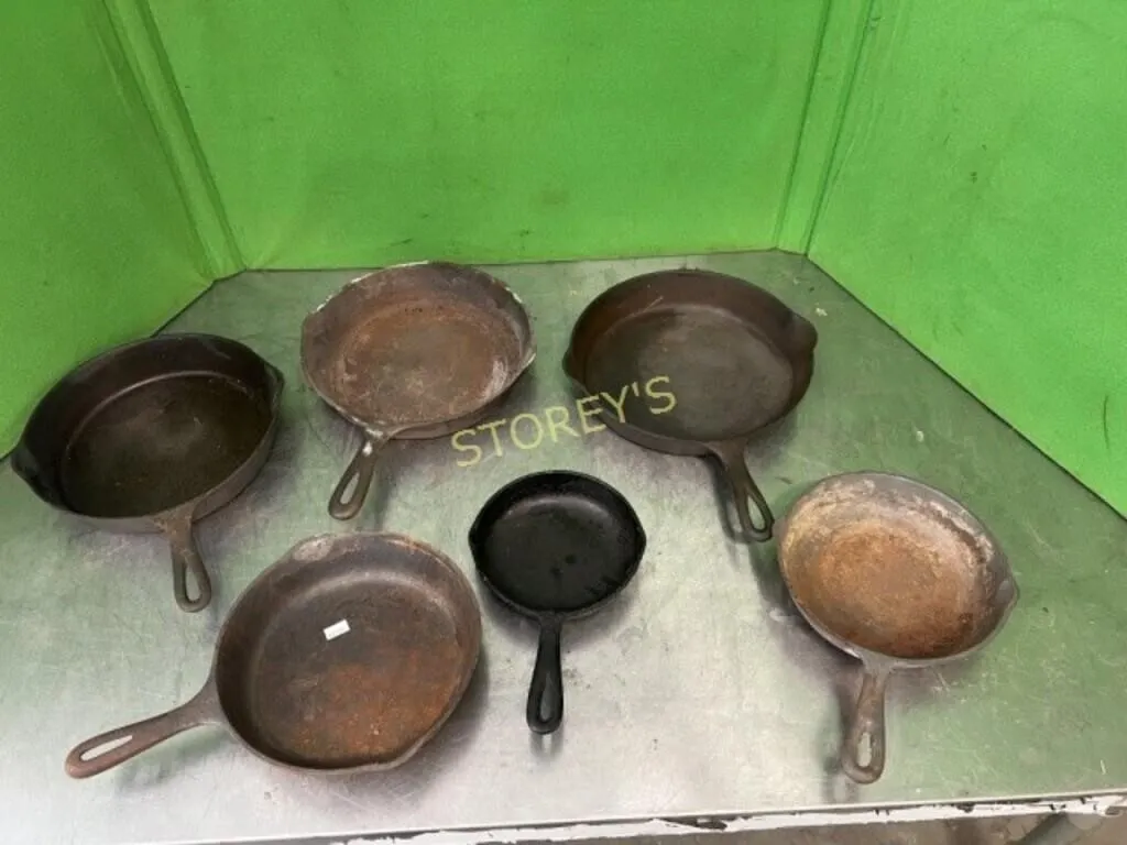6 Cast Iron Frying Pans