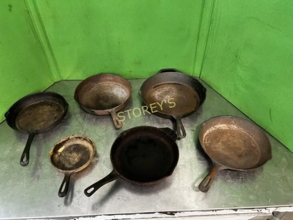 6 Cast Iron Frying Pans