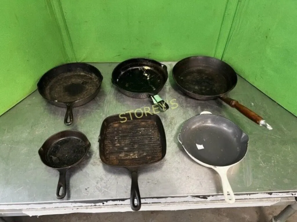 6 Cast Iron Frying Pans