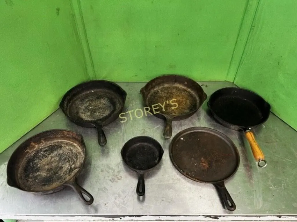 6 Cast Iron Frying Pans