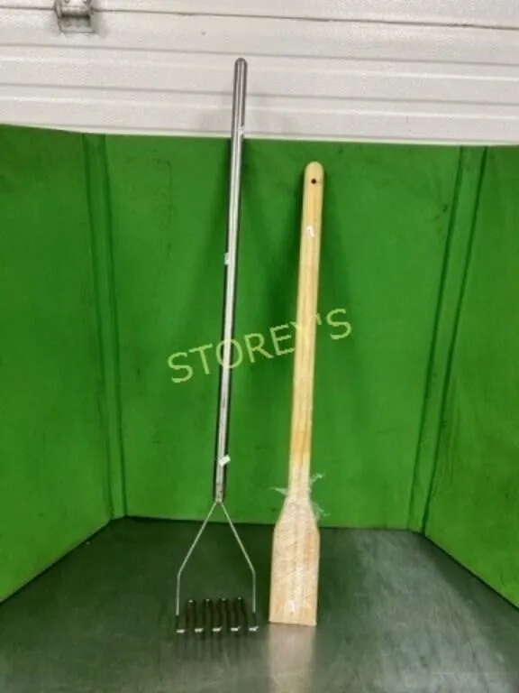 ~42" S/S Potato Masher & Wood Paddle