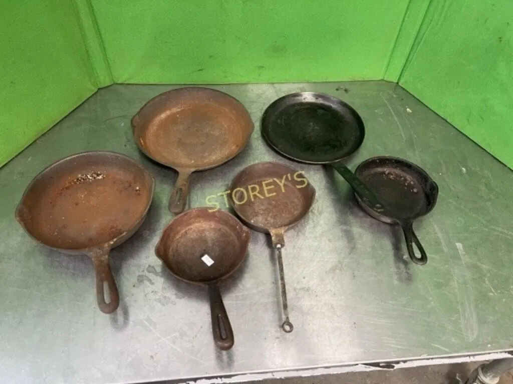 6 Cast Iron Frying Pans