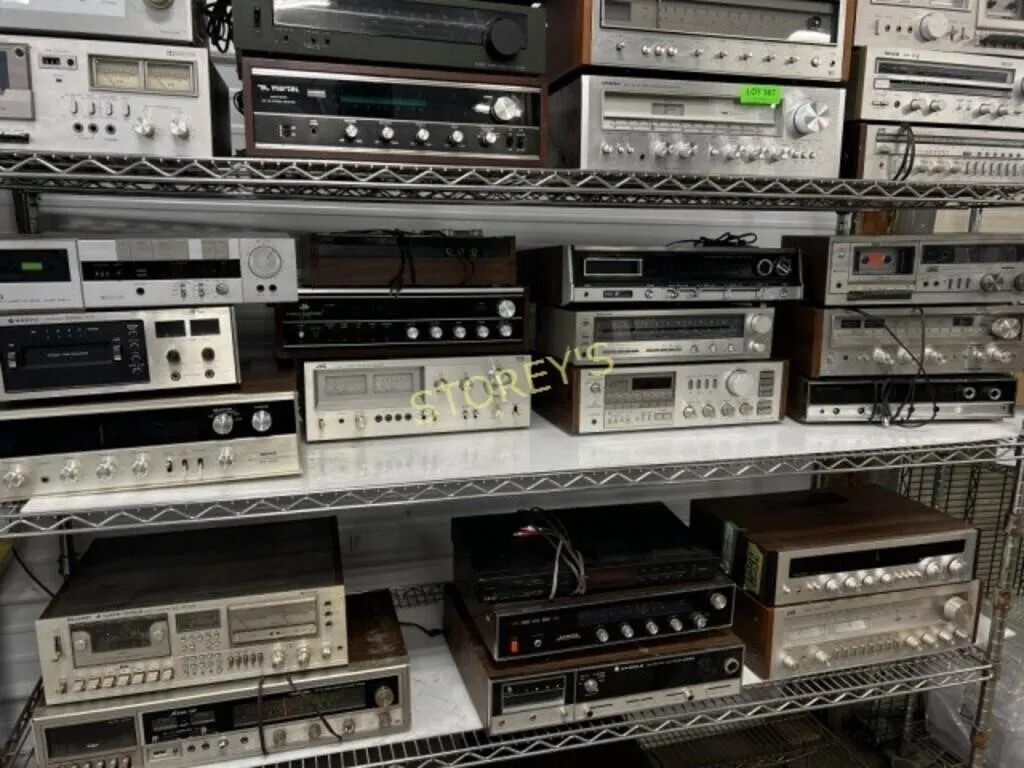 Shelf of Cassett Players, Receivers, Etc.
