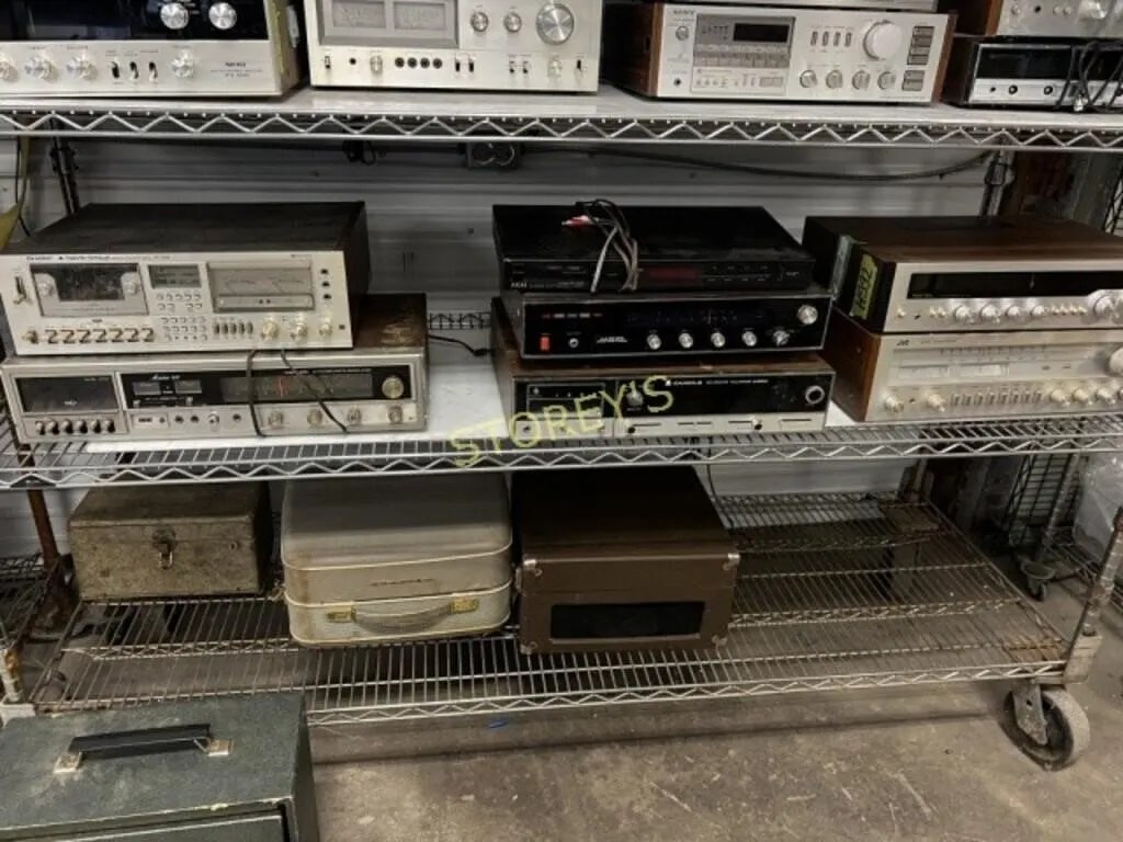 Shelf of Cassett Players, Receivers, Etc.