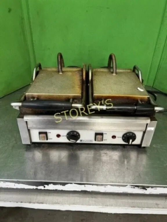 Eurodib Dbl Unit Ribbed Panini Press ~7 x 9