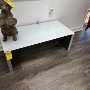 COFFEE TABLE WITH GLASS TOP - APPROXIMATELY 41''x2