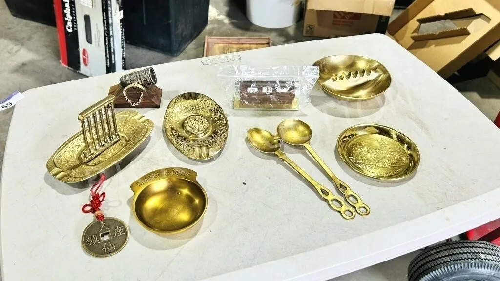collection of small brass items