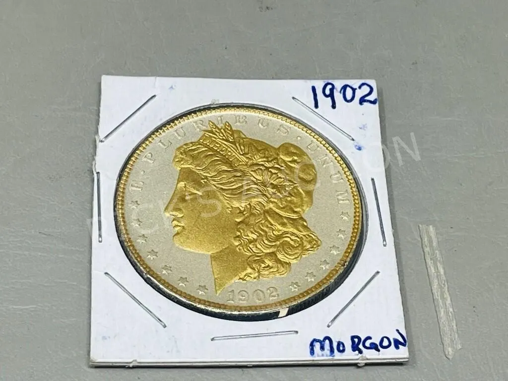 1902 Morgan silver dollar - gold plated