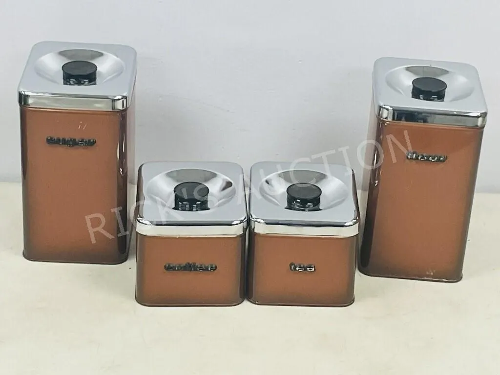 4 pc brown canister set c1960's
