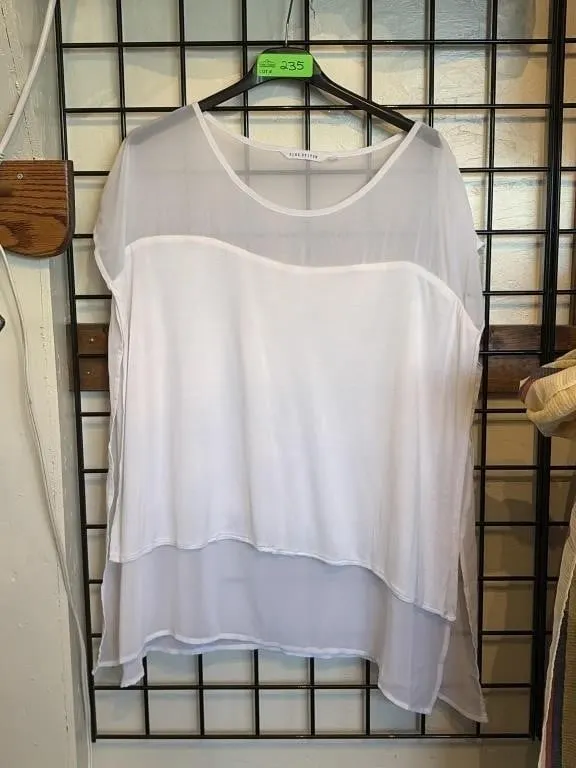 XL Pink Stitch White Blouse