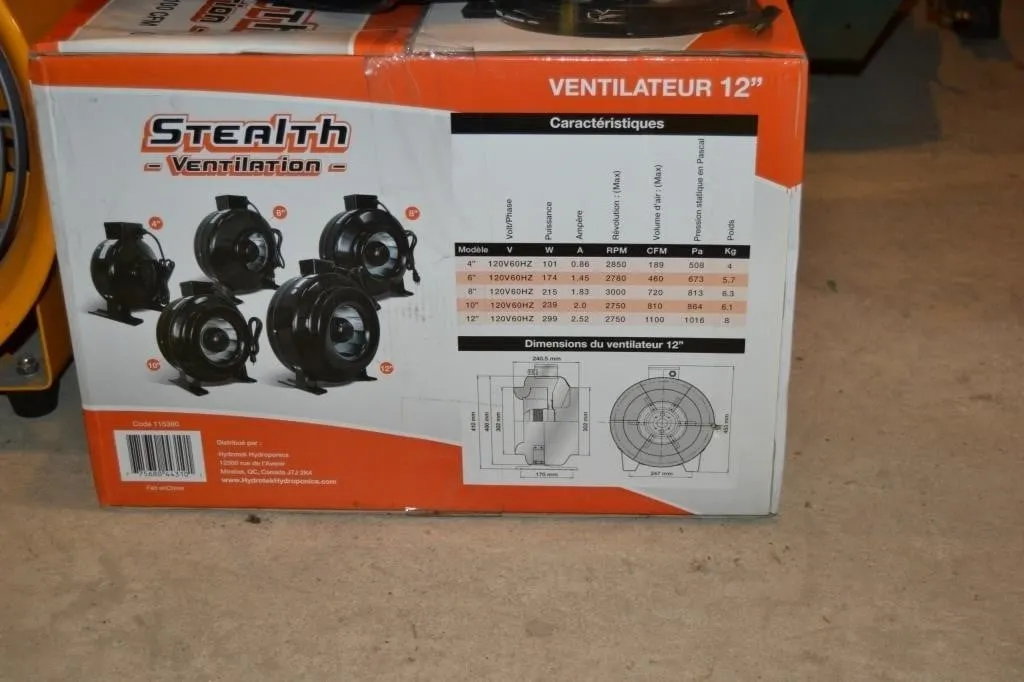 12 " inline fan stealth ventilation
