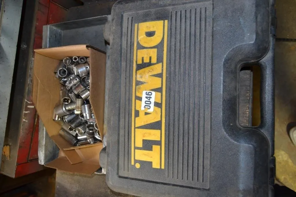 Dewalt case with an assortment of sockets