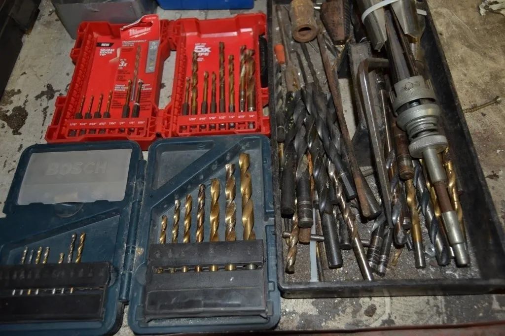 Large assortment of Drill bits, crimping tools