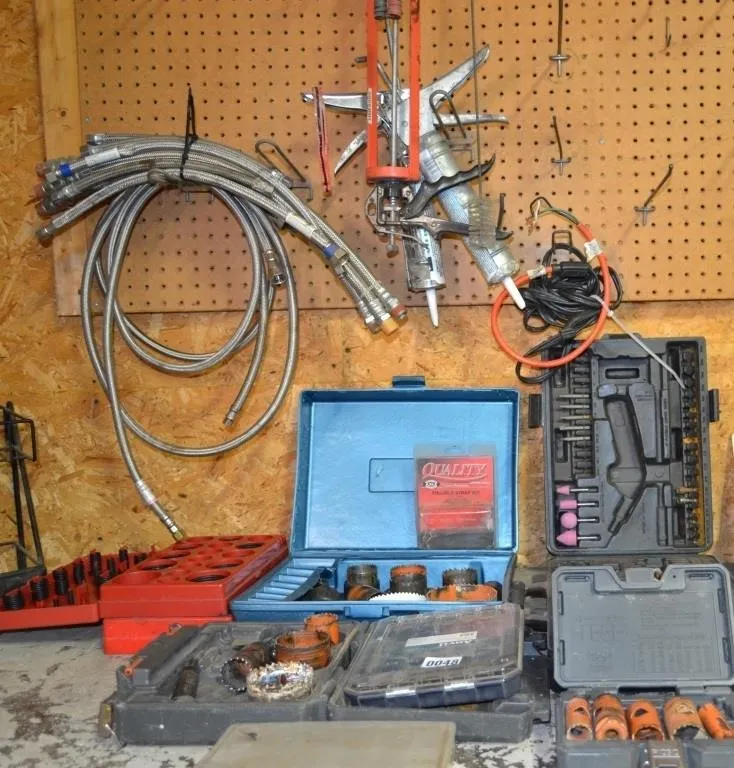O rings, wood cutting bits, caulk gun, lines
