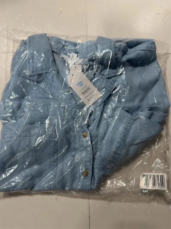 Time and Tru Utility Shirt Dress Light Blue XXL 22