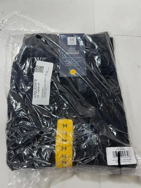 Mens Travel Jogger Pants Black Size Medium