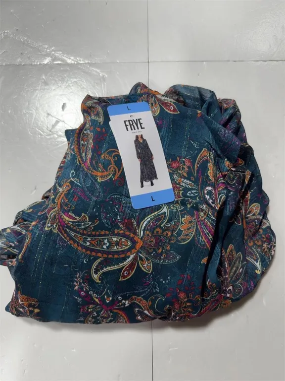 Frye Paisley Print Long Sleeve Maxi Dress Large