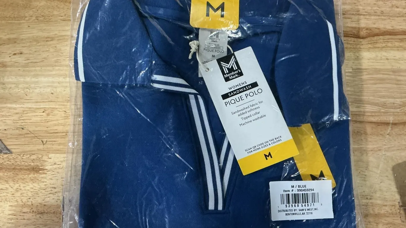 Sandwash Pique Polo Shirt Blue Size M