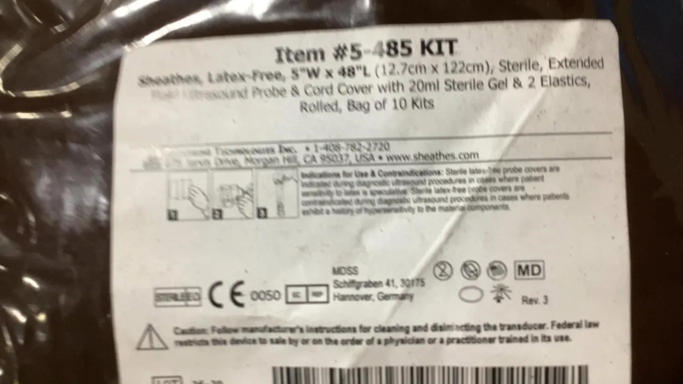 Sheathes 5-485 Ultrasound Probe Cover Kit 10ct