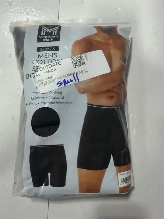 Mens Cotton Boxer Briefs Small 5-Pack Black