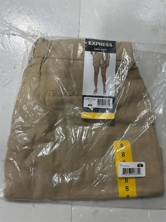 Express Linen Short Tan Size 8