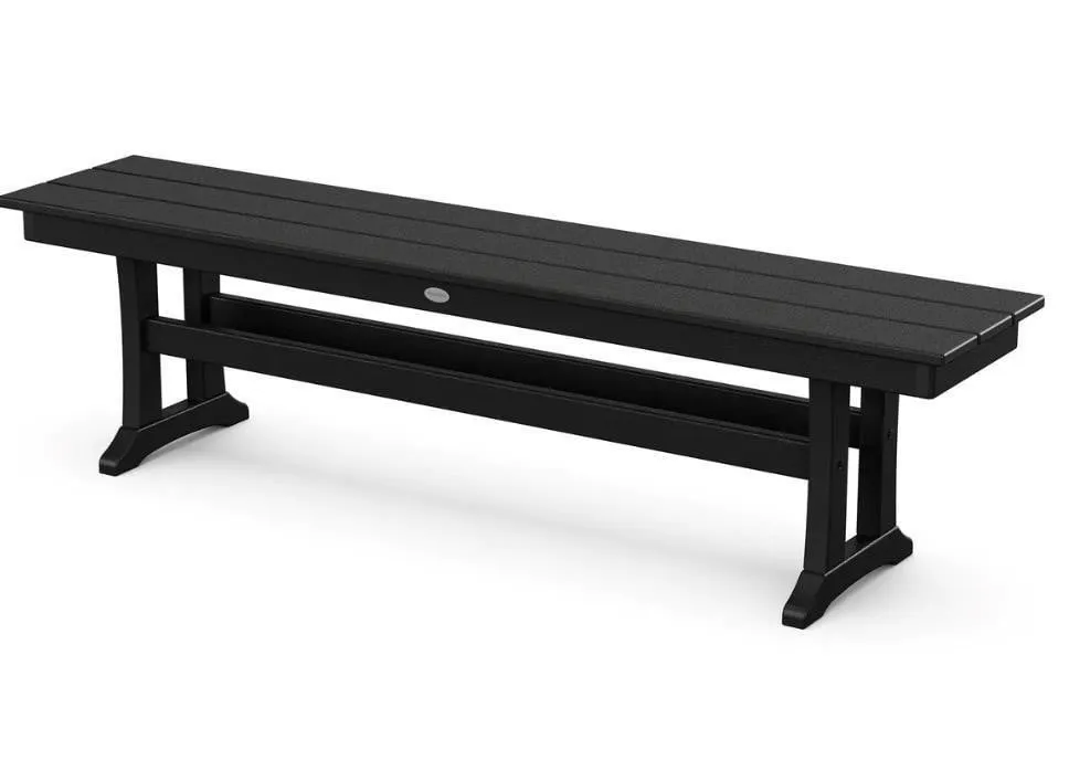 Polywood Farmhouse Trestle 65 Inch Bench Black